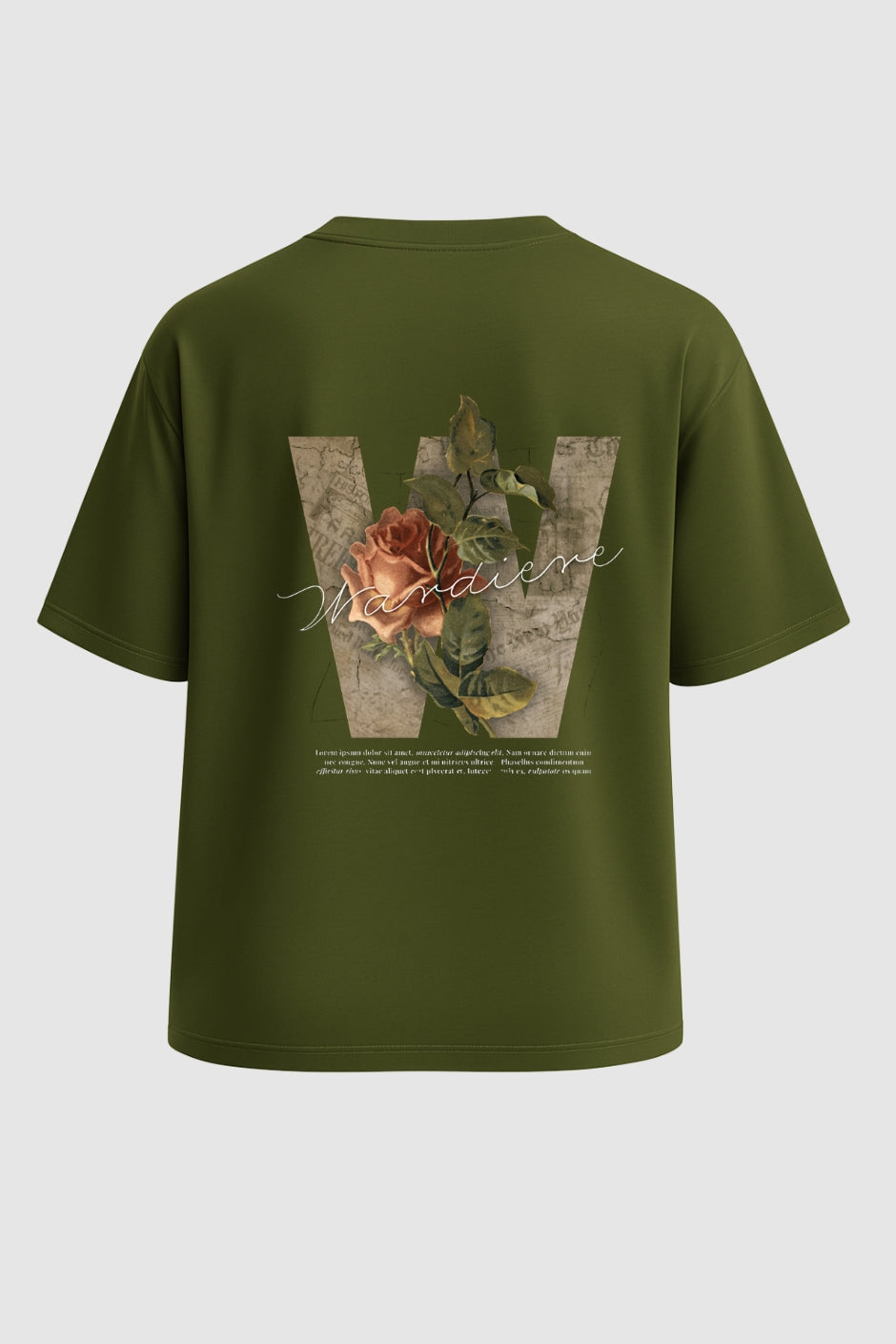 Rose Verse Oversized Classic T-Shirt - Olive Green