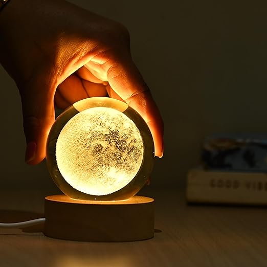 Engraved Full Moon Crystal Ball Night Lamp