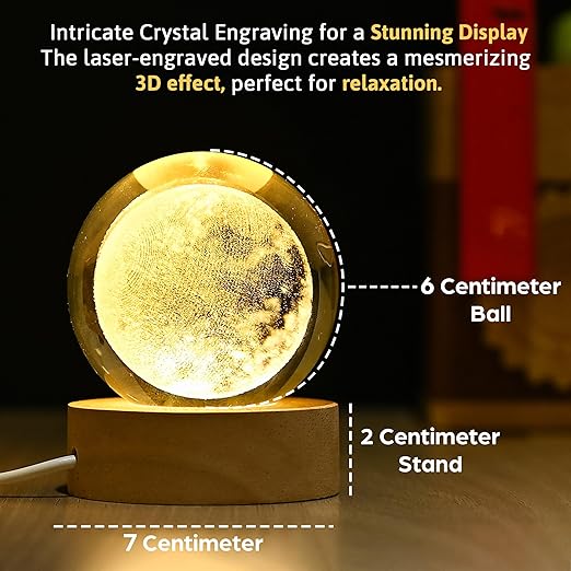 Engraved Full Moon Crystal Ball Night Lamp