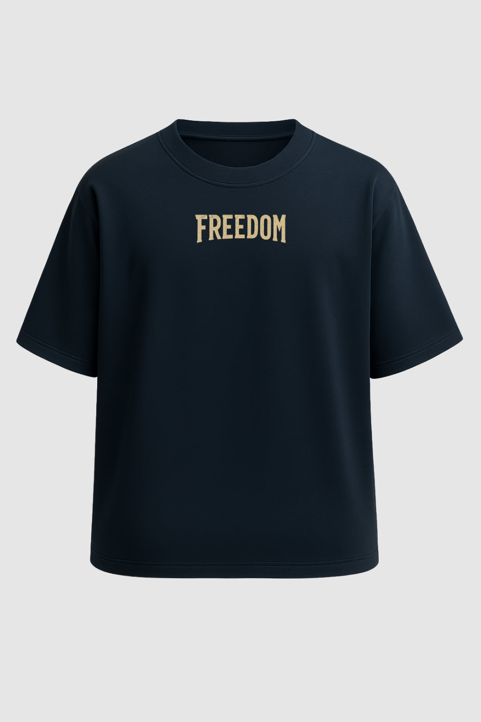Gothic Typography Oversized Classic T-Shirt - Navy Blue