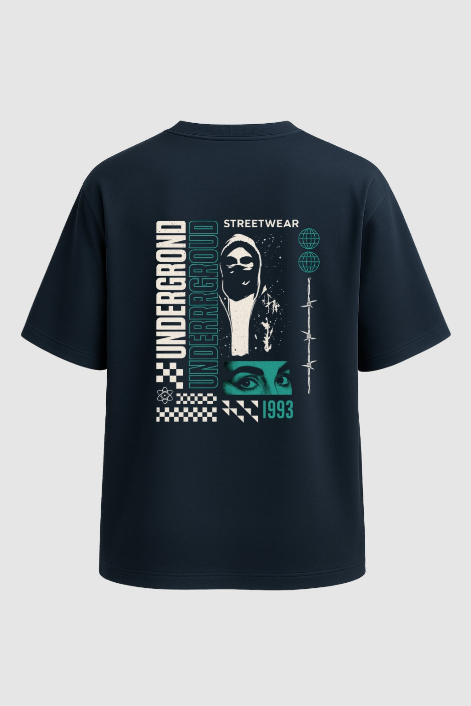 Shadow Pulse Oversized Classic T-Shirt - Navy Blue