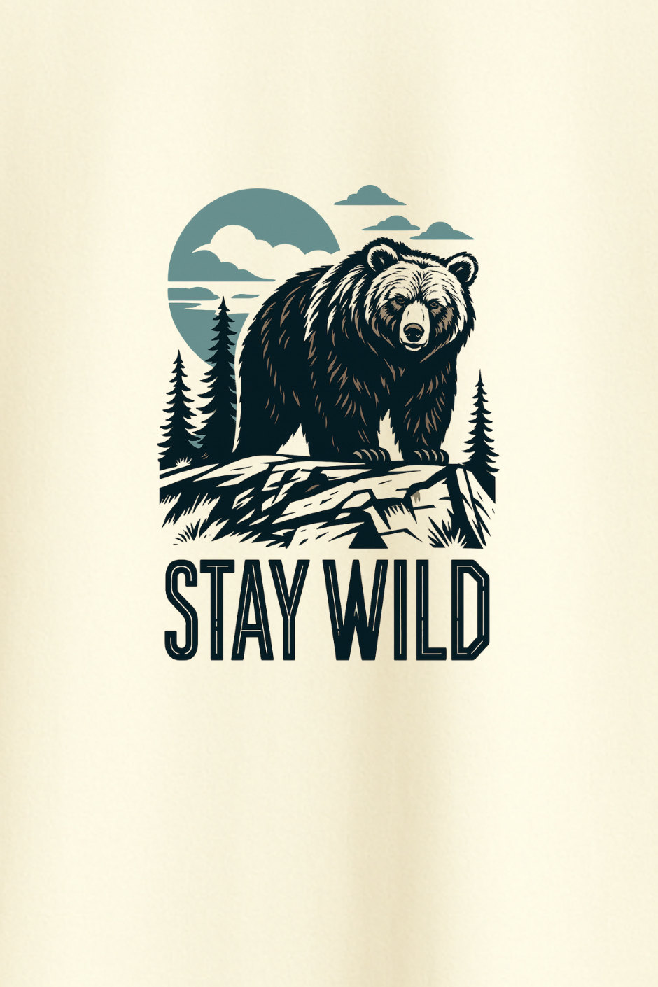 Stay Wild Classic Crew Fit T-Shirt - Off White